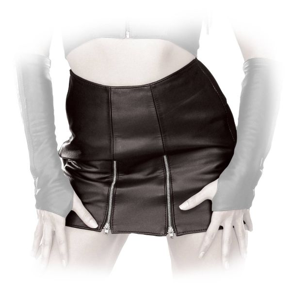 Ledapol Leder Minirock mit zwei Front-Zips