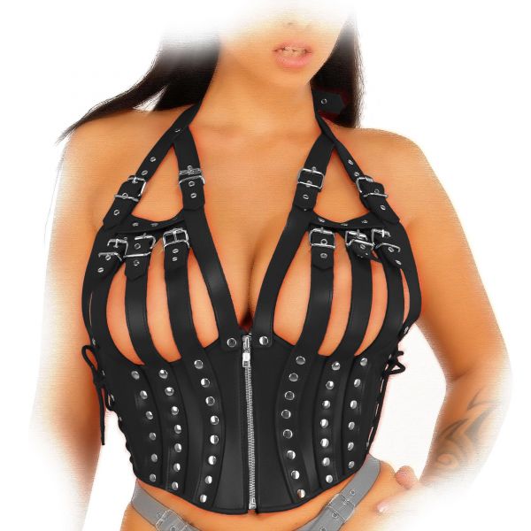 Ledapol Leder Harness Corsage mit Neckholder