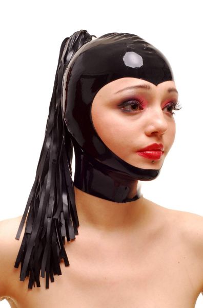 Anita Berg Latex Zip-Kopfmaske mit Pferdeschwanz