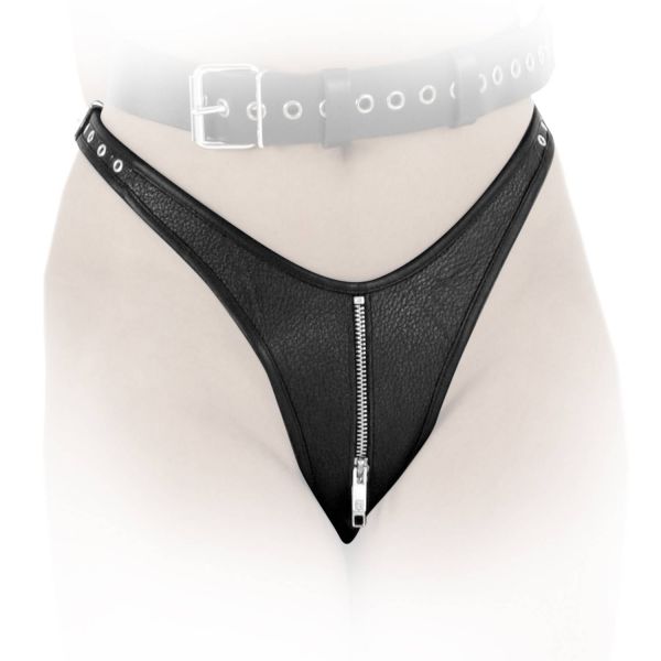 Ledapol Leder Harness Slip mit 2-Wege-Zip schwarz