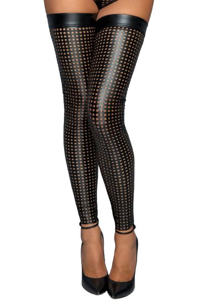 Noir Handmade - Markante Wetlook Beinstulpen in Laser Cut Optik schwarz