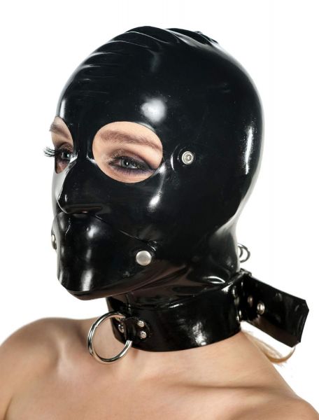 Anita Berg Latex Zip-Kopfmaske mit Knebel-Dildo