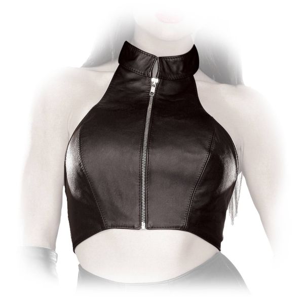 Ledapol Leder Stehkragen Bustier mit Zip