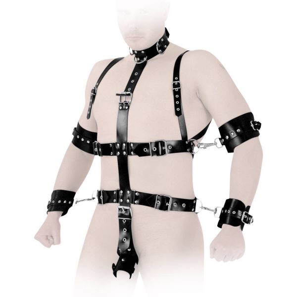 Ledapol Leder Harness Fessel-Body mit Halsband