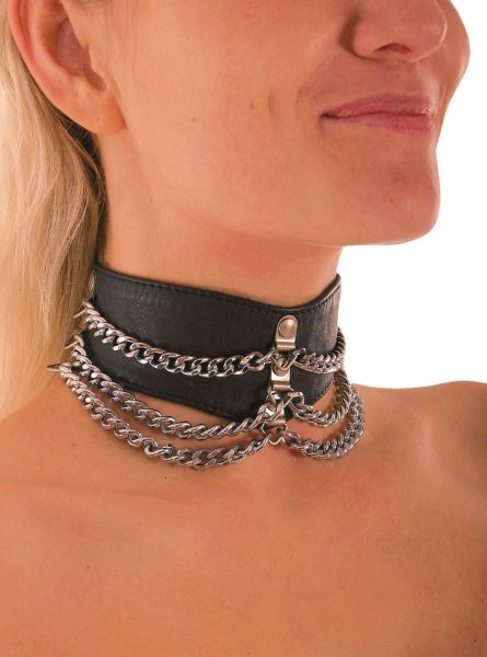 Ledapol Leder Halsband mit Ketten