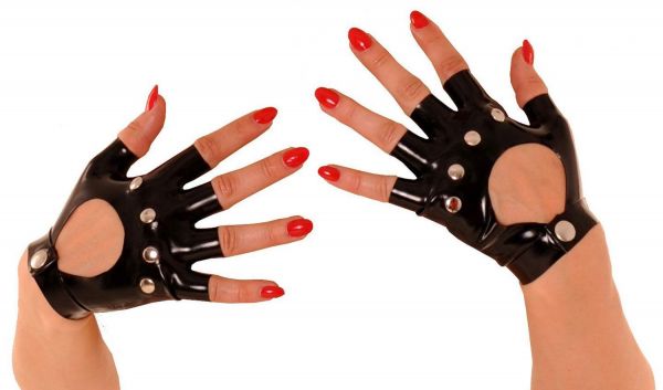 Anita Berg Fingerlose Latex Handschuhe mit Nieten