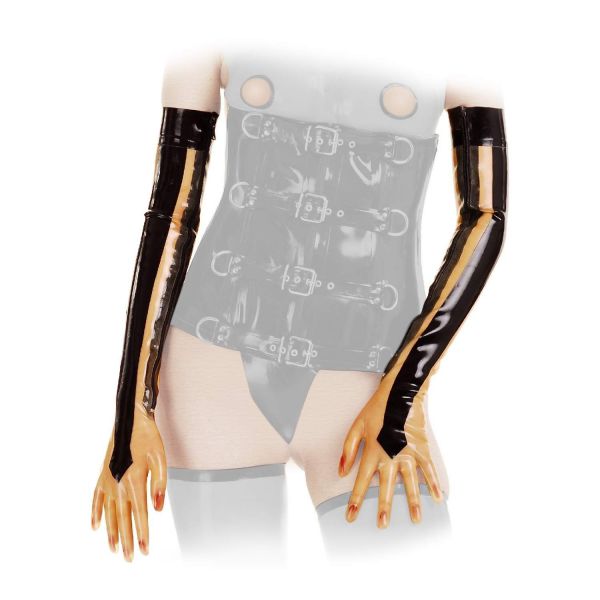 Anita Berg Latex Zip-Handschuhe transparent-schwarz