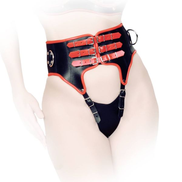 Ledapol Echt Leder Harness Taillenmieder Slip ouvert