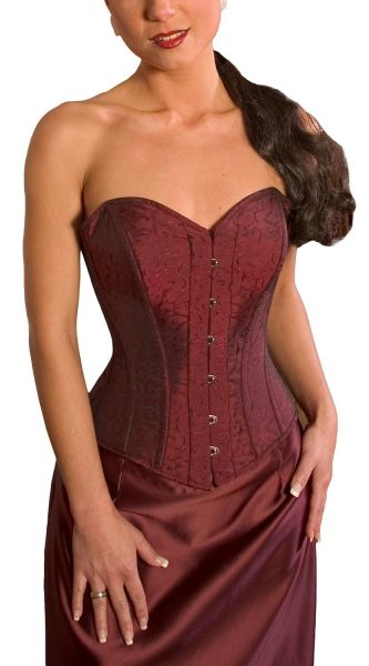 Satin Vollbrust Korsett bordeaux mit Schließe