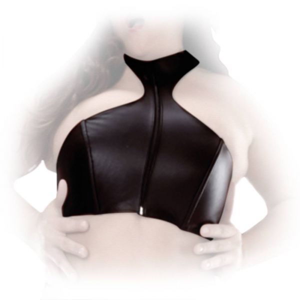 Ledapol Leder Zip Bustier mit Stehkragen