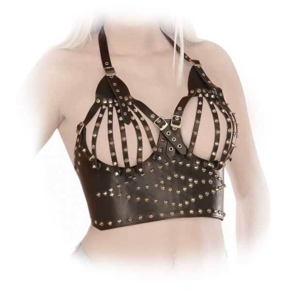 Ledapol Leder Bustier mit Nieten ouvert