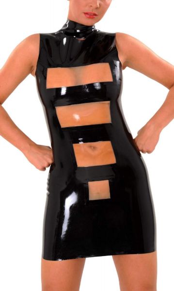 Anita Berg Latex Zip-Minikleid zweifarbig mit Stehkragen