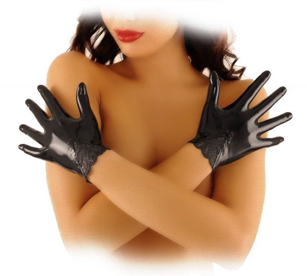 Anita Berg Latex Handschuhe mit Spitzen-Einsatz