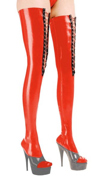 Anita Berg Latex Schnür Zip-Overknees